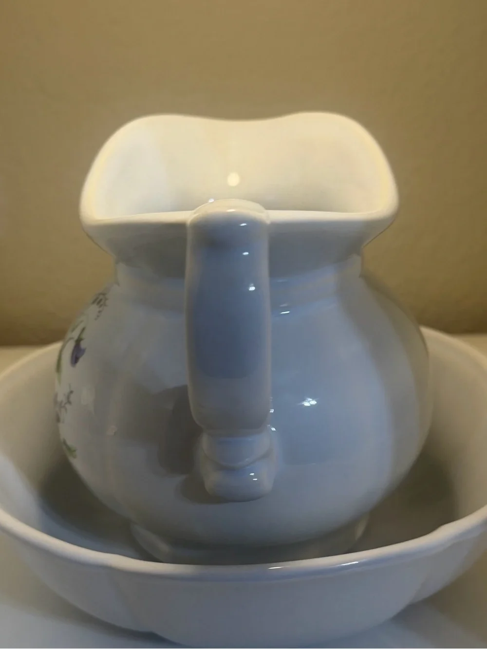 Vintage McCoy Floral Pitcher | Purple Blooms Cottagecore Decor